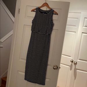Navy & white stripped maternity and nursing dress